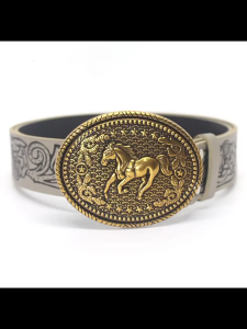 Thắt lưng có khóa hình ngựa cổ điển nam nữ cao bồi miền Tây hoa khắc da PU giả dây thắt lưng cho Quần jeans nữ