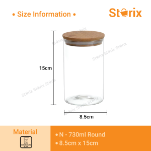 Storix High Borosilicate Glass Transparent Multipurpose Kitchen Airtight Food Storage Jar Container with Wooden Lid