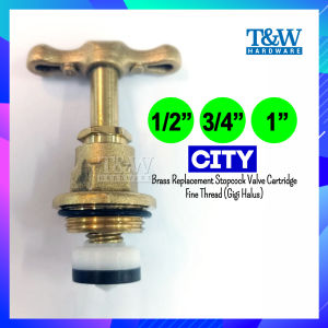 1/2" 3/4" 1" CITY Brass Replacement Stopcock Cartridge Valve Fine Thread Gigi Halus [T&W Hardware]