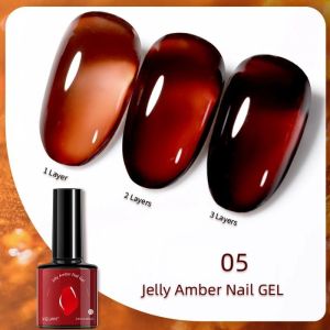 8ML Jelly Amber Nail Gel Polish Pink Nude Milky Color Manicure Long Last Soak Off UV LED Nail Art