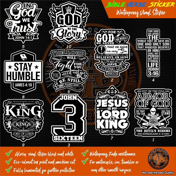 BIBLE VERSE RELIGIOUS CHRISTIAN STICKER DECAL Waterproof Laminated ...