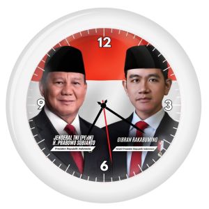 Jam Dinding Besar Foto Presiden dan Wakil Presiden 30CM / Jam Dinding Quartz Hiasan Dinding Poster Presiden RI - Wakil Presiden RI