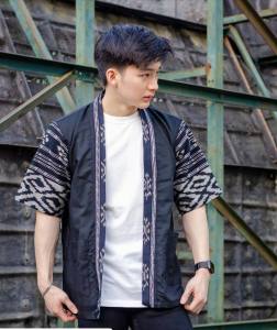 KIMONO PRIA ARYA SALOKA MOTIF TENUN GRANITO ID OUTER PRIA BOLERO PRIA CARDIGAN PRIA