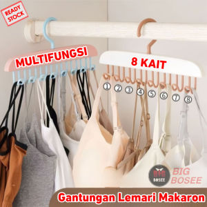BB7 - Hanger Gantungan Lemari 8 Hook Gantungan Baju Tas Topi Dasi 8 Kait Makaron Multifungsi