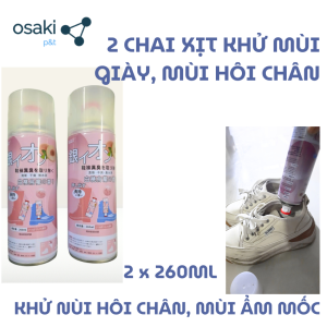 (COMBO 2 CHAIl) Chai xịt giày khử mùi chống hôi chân giày dép - Nano phân tử bạc diệt khuẩn hiệu quả đến 24h 2 x 260ML