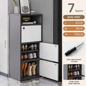 Wooden Storage Shoe Cabinet Entryway Narrow Shoe Rack Indoor Dustproof Shoe Organizer Rack