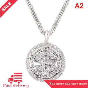 [COD] Big Rotatable US Dollar Money Sign Pendant Necklace Men Rapper Hip Hop