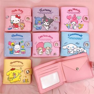 Kawaii Sanrio Cartoon Coin Wallet Cute Kuromi Cinnamoroll My Melody Fashion Casual Card Seat with Button Zero Wallet Card Bag