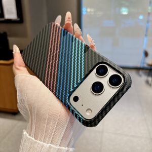 Luxury Frameless Carbon Fiber Slim Case For iPhone 17pro 13 14 12 15 16 Pro Max Plus Shockproof Ultra Thin Hard PC Cover Funda