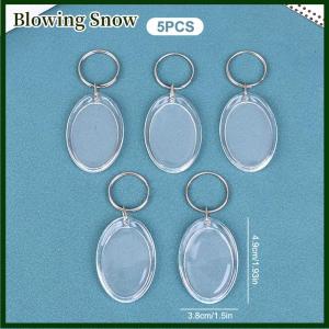 Blowing 5ชิ้นกรอบรูปเปล่าพวงกุญแจอะคริลิคใสใสสำหรับใส่รูปกุญแจแยกจี้พวงกุญแจ DIY ที่วางกุญแจคู่รักของขวัญวันครบรอบ