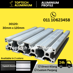 [Ready Stock/Heavy-duty] 30120 Aluminium profile conveyor (30x120) custom length engineering commercial or DIY use table leg rack structure