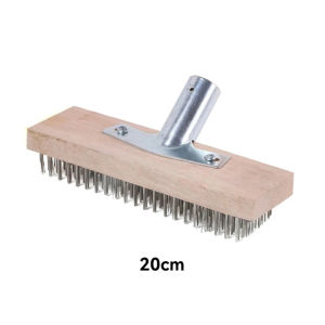 20/30CM Long Handle Stainless Steel Wire Brush Floor Washing Brush Pool Plate Hard Brush Iron Brush Stiff Bristle Brush for Garage Patio Garden Moss