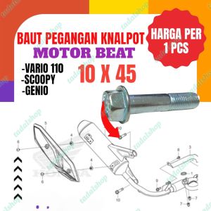 1 pcs baut bold baut pegangan knalpot vario 110 scoopy genio 10 x 45 tahanan knalpot ( HARGA 1PCS )