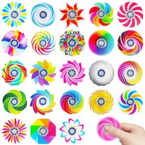 MIRELINA 5-20Pcs Mini Ranbow Fidget Spinner Stress Relief Acrylic Party Favor Stress Relieving Toy Fuuny Home Festival Game Goodie Bag Filler Birthday Gift