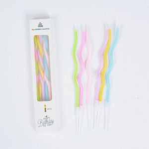 【Bestella✨COD】Lilin Panjang Spiral Pastel Macaron - Lilin Korea Wavy Ulir - Lilin Metalik Ulang Tahun-Happy birthday Candle