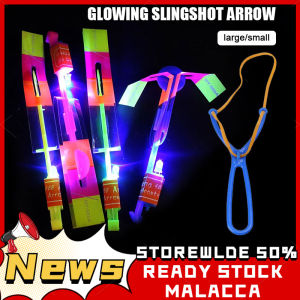 Flying Rotating Rocket Helicopter Flash LED Light Elastic Toy Berserk Elastic Helicopter Arrow Lastic UFO LED Light Sky Shooting Lastik Lampu