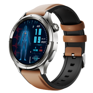 Aolon Pulse Jam Tangan Pintar EKG HRV Suhu Tubuh Tekanan Darah Detak Jantung 24/7 Glukosa Darah Jam Tangan Pintar Kesehatan (42mm)