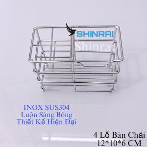 ( Dán Tường ) Khay Đựng Bàn Chải  Tuýp Kem Đánh Răng INOX SUS304 6 Lỗ Vừa SHINRAI