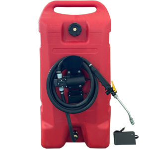 53L 14 Gallon Portable Fuel Tank Gas Tank with Filler Handle and 10 Foot Hose Red