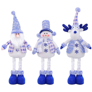 Retractable Christmas Doll Ornament Adjustable Height Plush Figure Decoration for Living Room Holiday Party Display