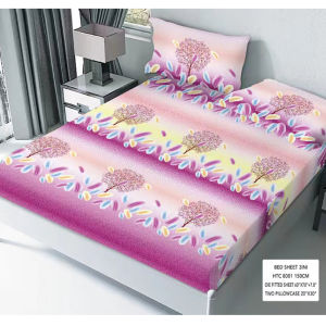 RAYDEM No Lukot No Gusot Bedsheet Bedsheet Fully Garterized Bed sheet king size 3 in 1 kumot king size kumot cotton sale makapal Three piece sheet Bedsheet Set-Flower bedsheet set 3 in 1