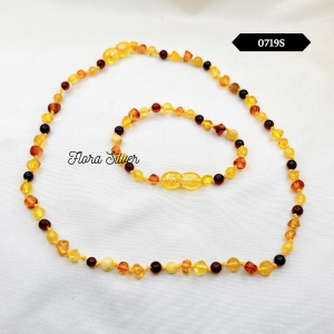 FLORA 0718S - Set hổ phách vòng cổ vòng tay dành cho bé