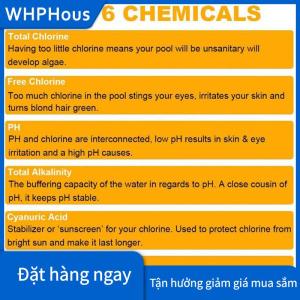 WHPHous Dải thử Clo PH đa năng 6 trong 1 Giấy thử nước hồ bơi Spa