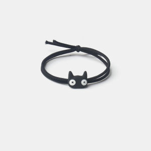 clu Simple Hair Tie Black Cat Hair Rope Cute Rubber Band Head Rope Ins Totoro Hair Ring Girl Korean Style Hair Accessories ulc