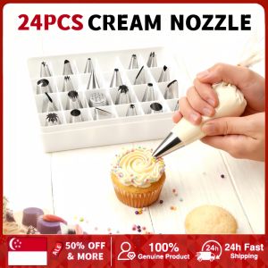 24pcs Icing Piping Tip Stainless Steel Cake Decorating Tool Pastry Cream Spout
