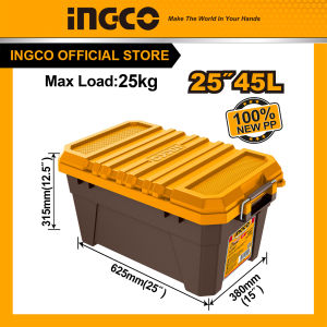 Thùng nhựa đựng đồ có nắp đậy 25 inch INGCO PBX2502 dung tích 45L tải trọng 25kg khóa kim loại