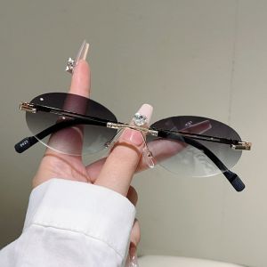 DOHOHO Thiết kế không viền Kính râm hình oval Bảo vệ UV400 Thấu kính gradient Kính râm Cổ điển Màu sắc Dành cho Nữ Nam