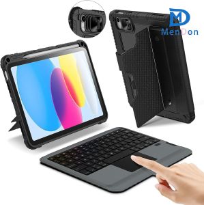 MD iPad 10th Generation Case with Keyboard Magic Trackpad Built-in Pencil Holder Detachable Keyboard Sliding Camera Cover 180 Degree Flexible Adjustment Bracket