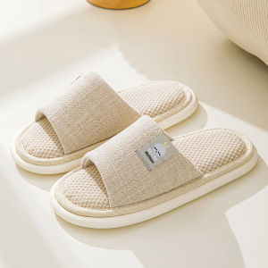 [Free Shipping] Spring And Autumn Linen Slippers For Women Indoor Soft Sole Japanese Style All-Season Home Floor Cloth Slippers For Men Summer