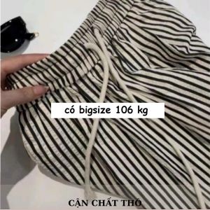 Quần Đũi xốp kẻ sọc Quần ống rộng suông nữ có big size size đại tới 106kg