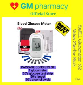 Yuwell 582 Blood Glucose Meter with Blood Lancet Pen Strips (2x25pcs)& Lancets (1x50pcs) with MDA