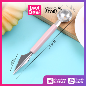 Sendok Pisau Hias Buah dan sayur 2 In 1/ Fruit Scoop Praktis Stainless/ Kerokan Buah Serbaguna