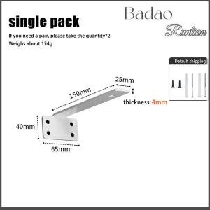 Badao 1 Set Heavy Duty Cast Iron Shelves Brackets Floating Shelf Brackets 4MM Thicked Invisible L Brackets For Shelves Support