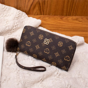 QNQN ผู้หญิงสไตล์ใหม่กระเป๋าสตางค์ PU ยุโรปและอเมริกาแฟชั่นการพิมพ์สบาย ๆ สาวตุ๊กตาจี้เหรียญตกแต่งความจุขนาดใหญ่ยาวซิปออกแบบคลิปเงิน