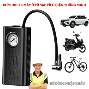 Máy bơm lốp xe máy ôtô không dây cầm tay sạc USB ngắt tự động thiết kế nhỏ gọn công suất lớn