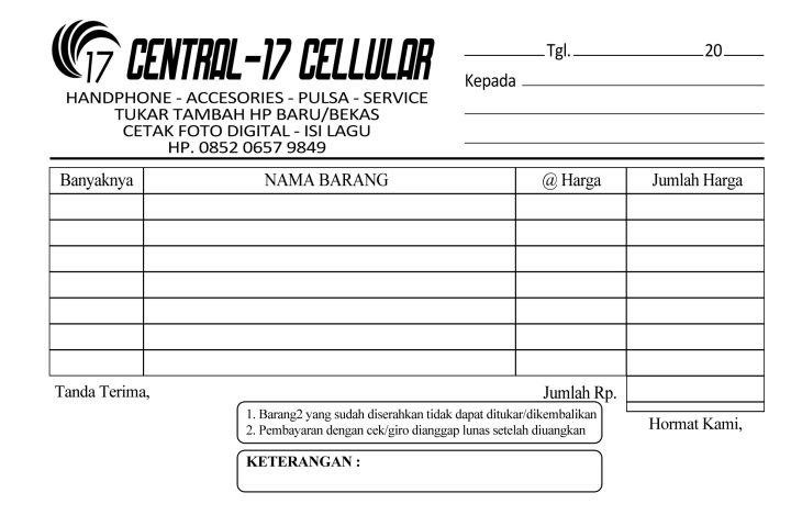 Cetak Nota Custom Ply Folio Nota Konter Nota Cell Nota Service Hp Nota Unik Nota