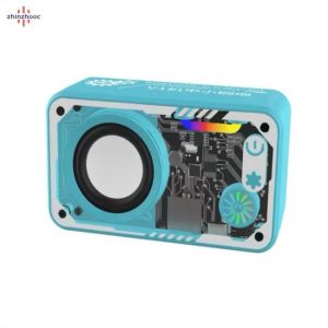 ลําโพงไร้สาย V5.3 ลําโพงทรงพลัง ไฟ LED 1800mAh แบตเตอรี่ขับเคลื่อนลําโพงขนาดเล็กกลางแจ้งแบบพกพารองรับ TF Card