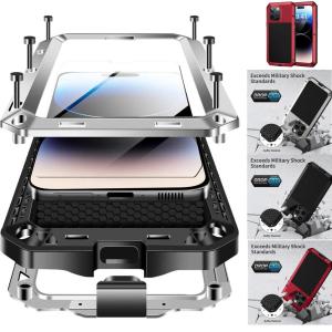 Heavy Duty Aluminum Metal Cover For iPhone 16 15 14 13 12 11 ProMax Shockproof Gorilla Glass Metal Case For iPhone XS Max XR 7 82026