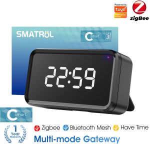 SMATRUL Tuya Smart Multi-mode Gateway ZigBee Bluetooth Mesh Wireless Bridge Hub Time Display App Remote Controller For Smart Life Alexa  Home