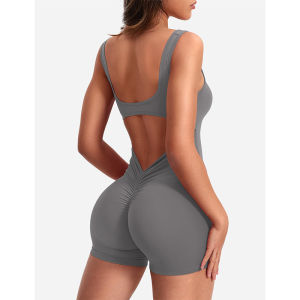 V-Shaped Backless Slim-Fit Hip Lift Romper Slim Fit Yoga Jumpsuit One-Piece Body Shapewear Womens Seamless Jumpsuit