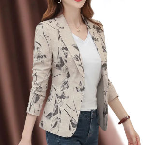 Chfeirno Áo Khoác Blazer Thường Ngày Dài Tay Một Nút Dáng Ôm Cho Nữ Áo Khoác Vest Ngoại Cỡ Mỏng In Họa Tiết
