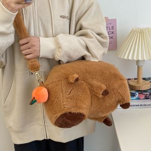Túi Đeo Chéo Hình Capybara Lông Mềm Siêu Dễ Thương – Ba Lô Mini 2 Kiểu Đeo Đáng Yêu Hot Trend