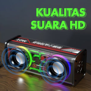 Smarteck Speaker Bluetooth 10W SK01 Transparan Wireless RGB LED Light Spiker TWS Portable Double Cyberpunk Subwoofer Mech Speaker