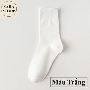 Tất nữ trơn cổ cao dày SAHA963 nhiều màu đẹp phong cách vintage Hàn Quốc màu đen trắng be nâu xanh đỏ nâu xếp li
