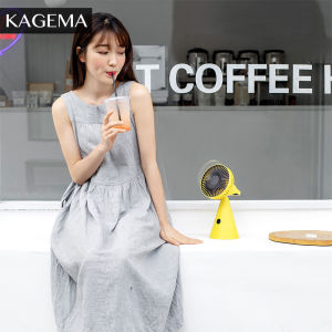 KAGEMA Mini USB Portable Stand Fan With Makeup Mirror Rechargeable Shake Head LCD Display 3 Speed Wind Speed Table Fan Kipas Mini Meja Berdiri