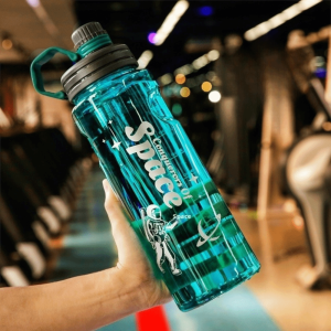 C52344 Large Capacity Sports Water Bottle High Temperature Resistant Transparent Fitness Drink Bottle with Scale Reusable Plastic Cup Outdoor